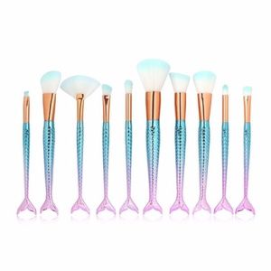 NEW 10 pc Mermaid Makeup Brush Set